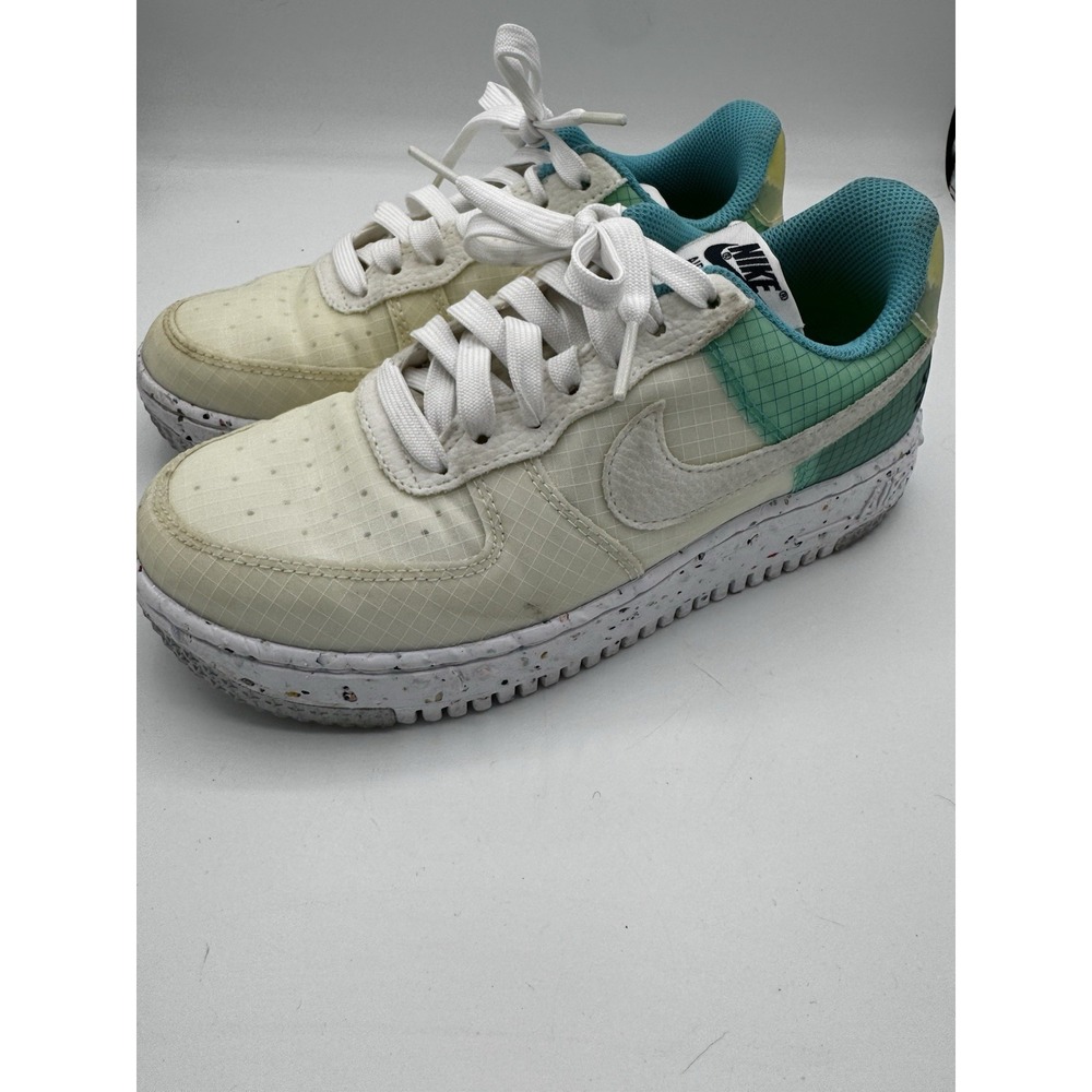 Nike Air Force 1 Crater Women's Shoes US 6 White Turquoise DO7692-101 EUC SB19